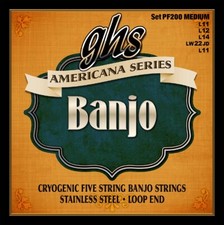 GHS PF200 Americana Cryogenic Stainless Steel Banjo Strings; Medium gauges