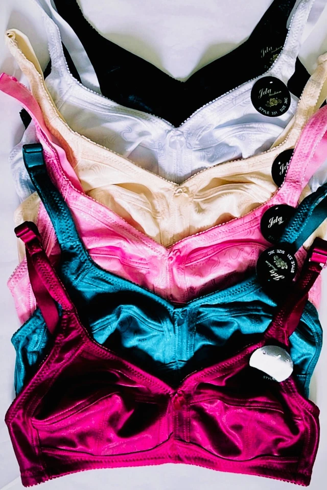 3 Pk Women Satin Full Coverage Comfort Unlined Wireless Wire Free Mama Bra B C D - Image 2 of 4