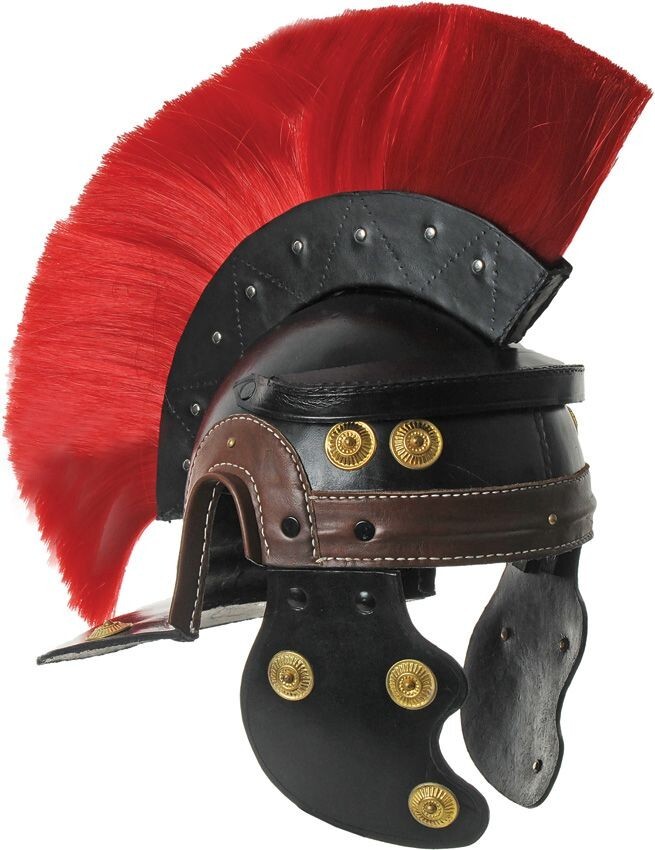 その他 Maie Top Grain Leather Roman Centurion Helmet Red Plume Mohawk Ear