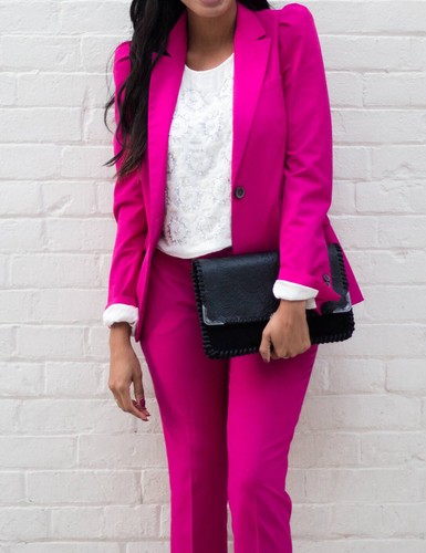 A331 ZARA WOMAN PINK FUCHSIA BLAZER JACKET COAT PUFFED SHOULDERS - XS - Bild 18 von 23