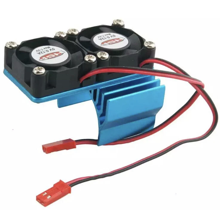 HSP RC Aluminium Heat Sink DC5V Blue Motor Cooling Fan 1/10 540 Motor Dual Fan - Image 3 of 4