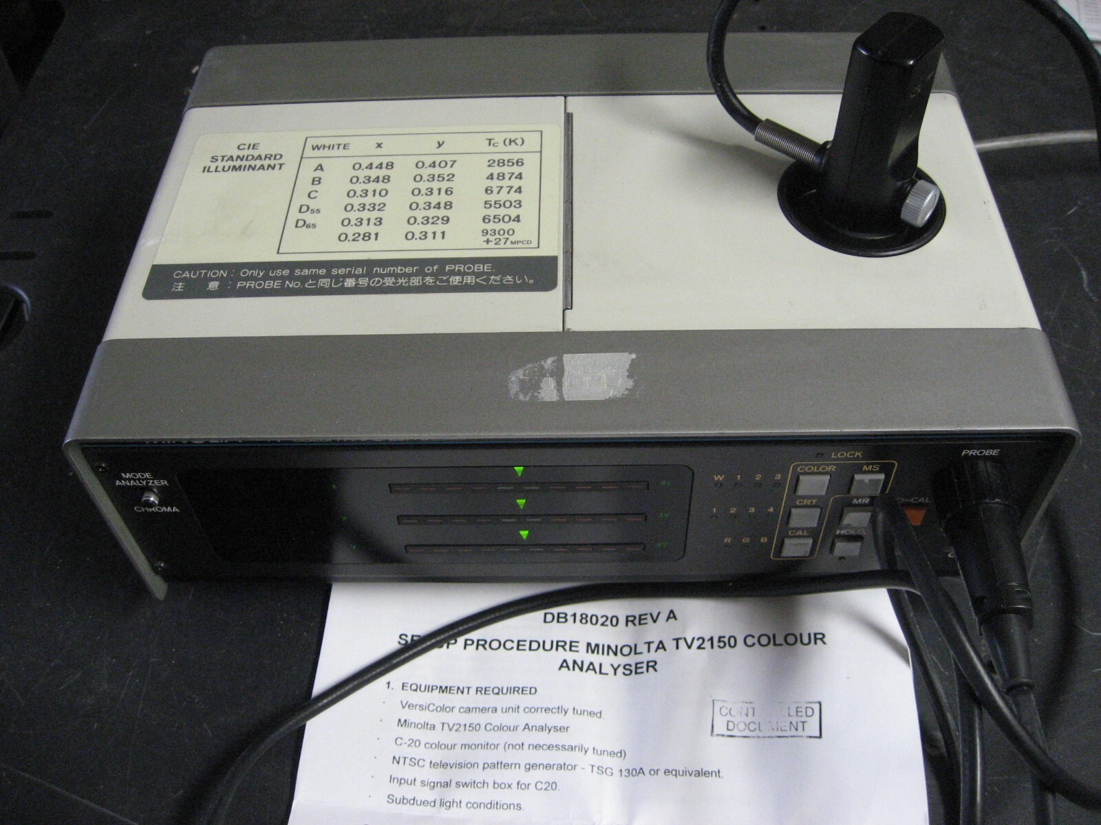 Color Analyzer Color measurements for information displays Minolta TV-2150