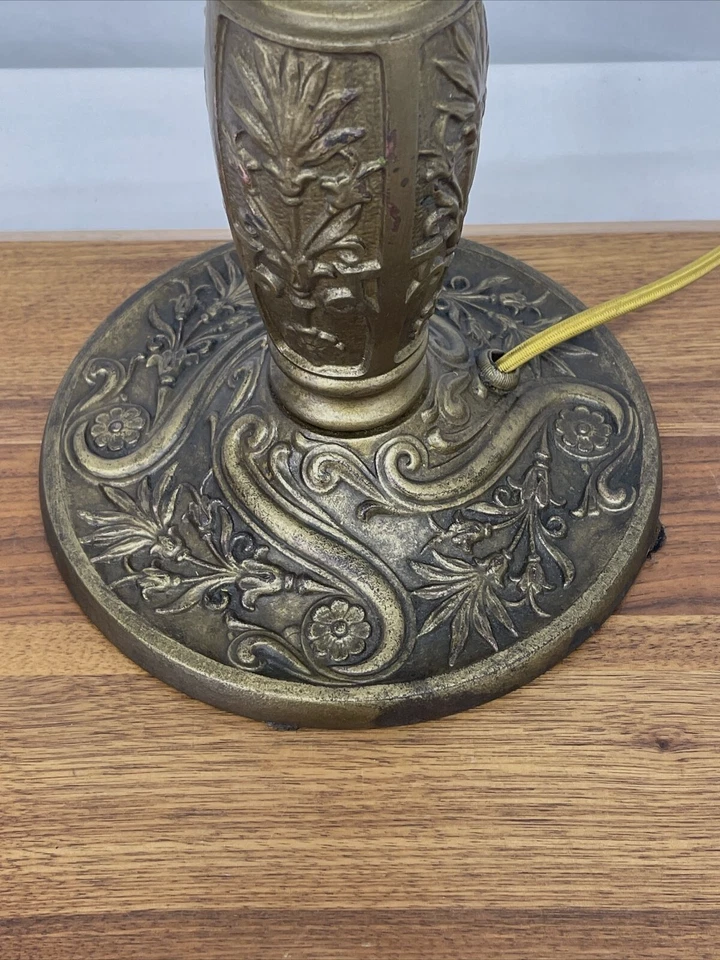 Lámpara de mesa antigua Arts & Crafts Nouveau Deco era Handel para pantalla de vitral Foto 3 de 4
