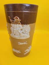 Antique Royal Doulton Stoneware Mug 140mm Lambeth Signed Tankard Beaker