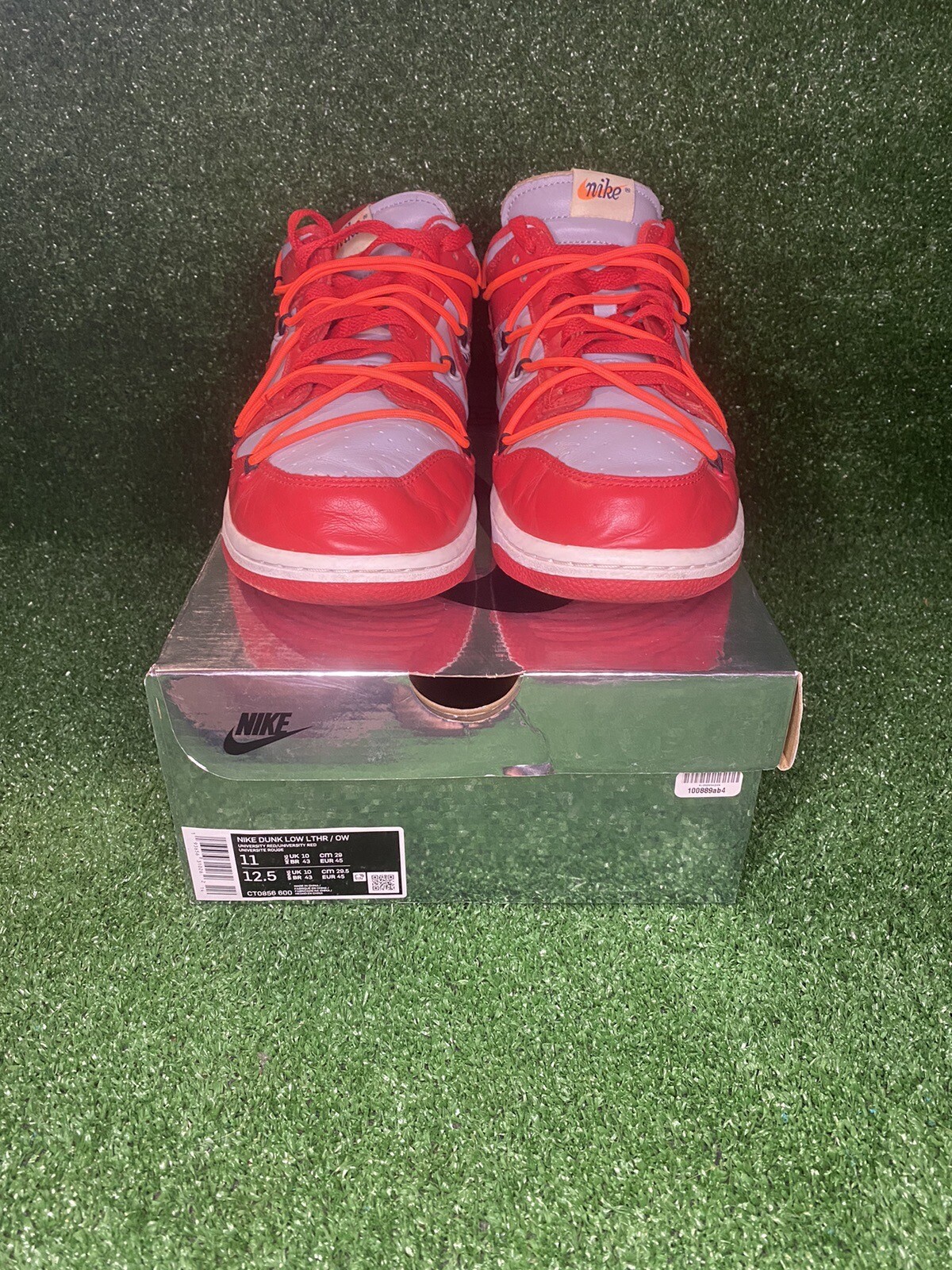 OFF WHITE X NIKE Taglia 11 Nike Dunk Low x BIANCO SPORCO University rosso 2019