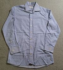 Eton Men s Light Blue Striped Long Sleeve Contemporary Fit Shirt / Size 39 15.5