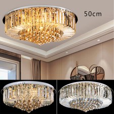 Modern Crystal Chandelier Luxury Round LED Ceiling Light Flush Mount Light 50cm