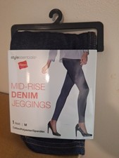 Hanes Womens Size Med Dark Blue Denim Mid Rise Pull On Jeggings NWT