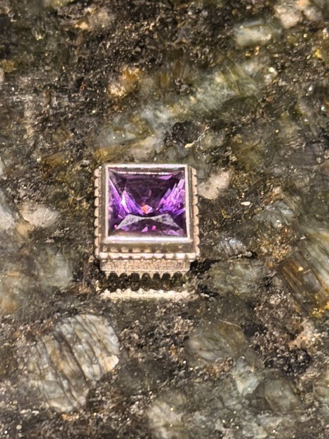 AMAZING Goldman Kolber Caerleon Sterling Amethyst Square Bezel Insert