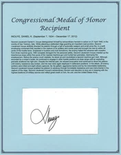 Daniel K Inouye d2012 signed autograph 3x5 cut USA Army WWII MOH Recipient