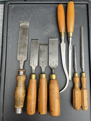 Sammlung von Buchsbaum Meißeln breit 1-1/2'' festere abgeschrägte Kante Sorby & Marples