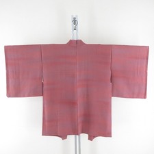 Kimono Haori Silk Horizontal stripe pattern Pink 33.1inch Women's