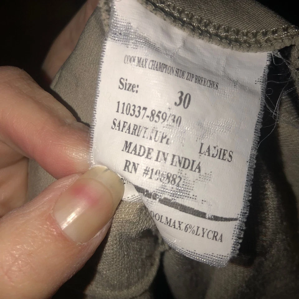 Calças femininas Equine Couture Coolmax Champion com zíper lateral tamanho 28 safári cinza claro - Imagem 2 de 4