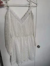 0 ZIMMERMANN WHITE POLKA DOT SILK & LACE PLAYSUIT