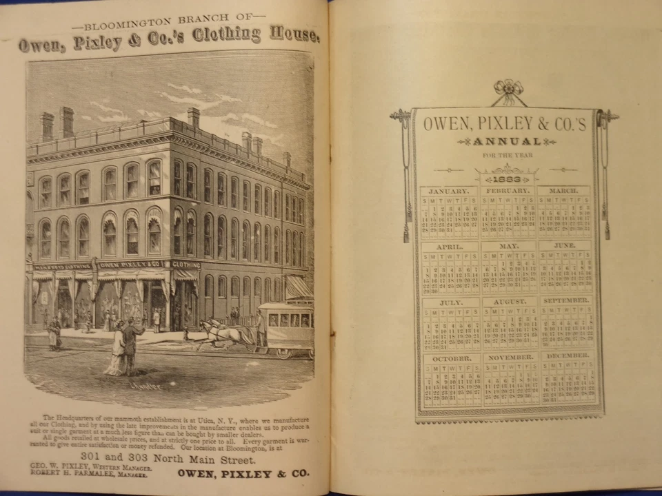 Rare Bloomington, IL Almanac: OWEN, PIXLEY & Co's ILLUSTRATED ALMANAC FOR 1883. Foto 2 de 4