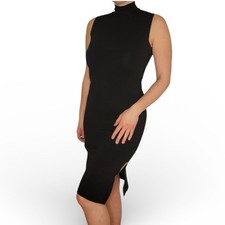 House of Harlow 1960 Bodycon Midi Minimalist Sleeveless Mock Turtleneck Dress M