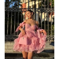 Multilayer Thigh-Length Spaghetti Strap Evening Dress Tulle Cocktail Party Dress