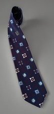Oleg Cassini Neckwear Tie Blue Geometric Pattern Polyester Made In USA JBHS