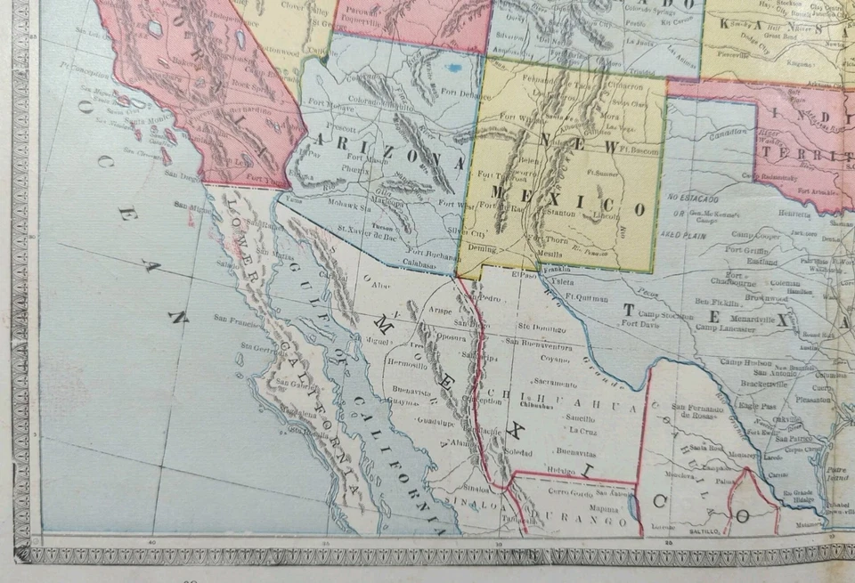 Mapa vintage 1884 ESTADOS UNIDOS DE AMÉRICA 21"x13" antiguo original EE. UU. DC Foto 4 de 4
