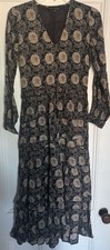 House of Harlow Dress Boho Size XS Maxi Peasant Nicole Richie Black Tan Tie Bead