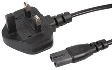 Image of UK Mains Plug to C7 Lead, Black, 1m - PRO ELEC