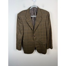 Kiton Napoli 100 Cashmere Plaid Blazer Brown Tan 40 US 50 EU Sport Coat Italy