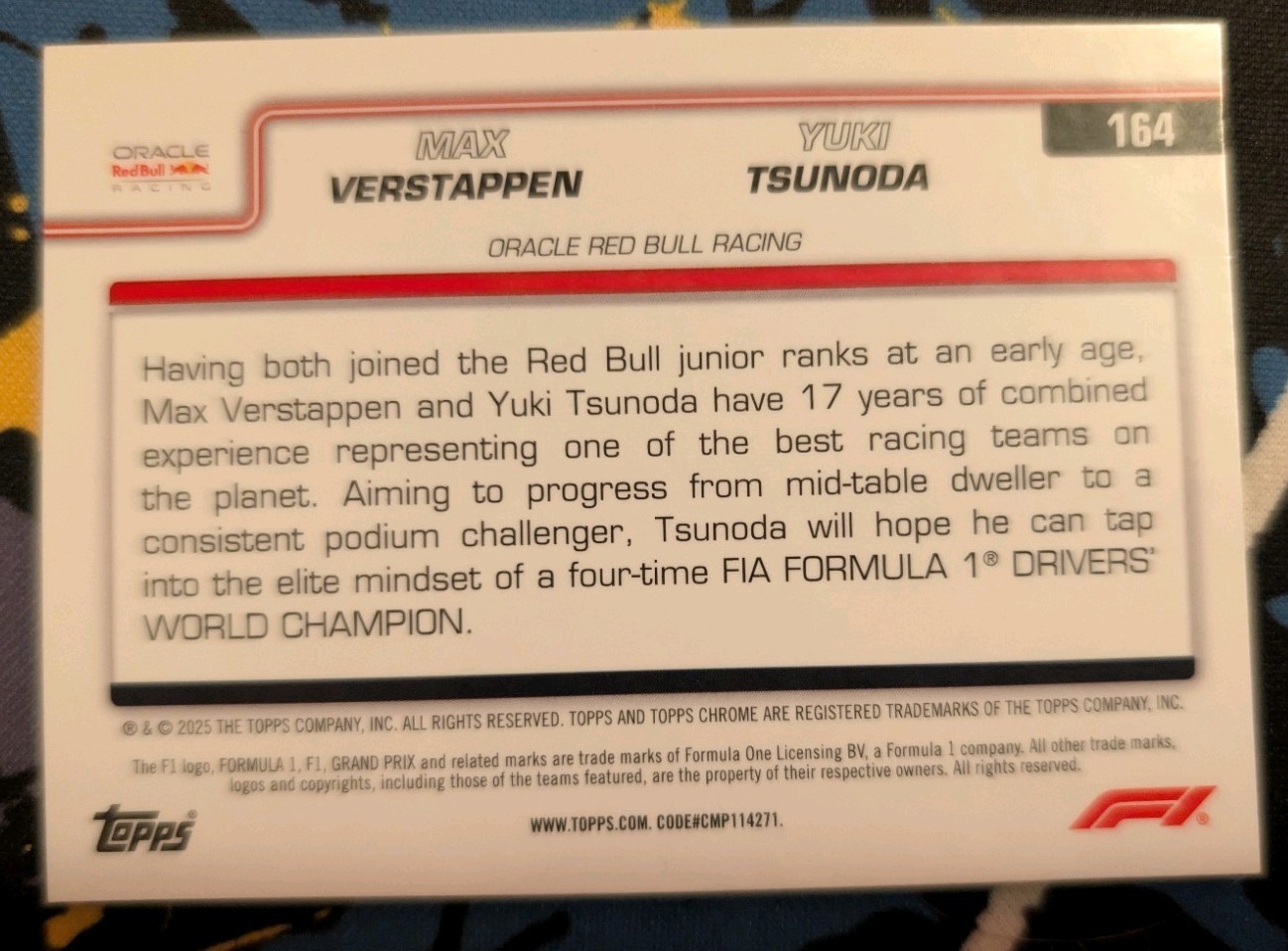 2025 Topps Chrome Formula 1 - F1 Duos Max Verstappen, Yuki Tsunoda 164 Green /99 view 2