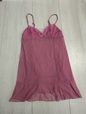 Vintage Victoria's Secret Babydoll Lingerie Sz M Pink Sheer