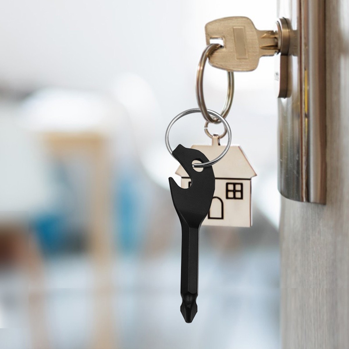 JUGUTA 2-tlg. Katzenohr-Schlüsselanhänger - Mit Schraubendreher & Flaschenöffner