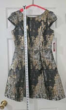 VINCE CAMUTO New Metallic Jacquard Fit & Flare Cocktail Dress Size 8 NWT