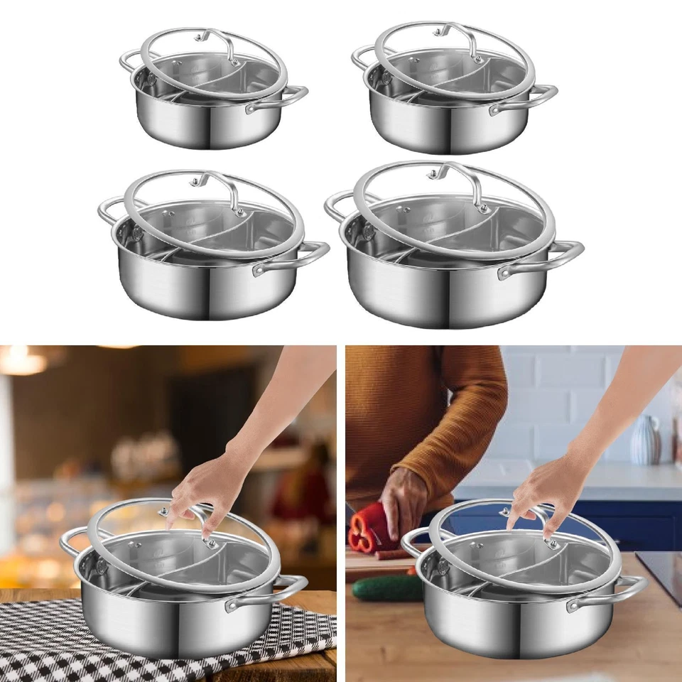 Marmite Multifonctionnelle avec Séparateur pour Deux Personnes, En Acier - Photo 1/1