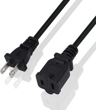 Short Extension Cord 1 FT,US Male/Female Power Cable with 2 Prong 1 FT, Black