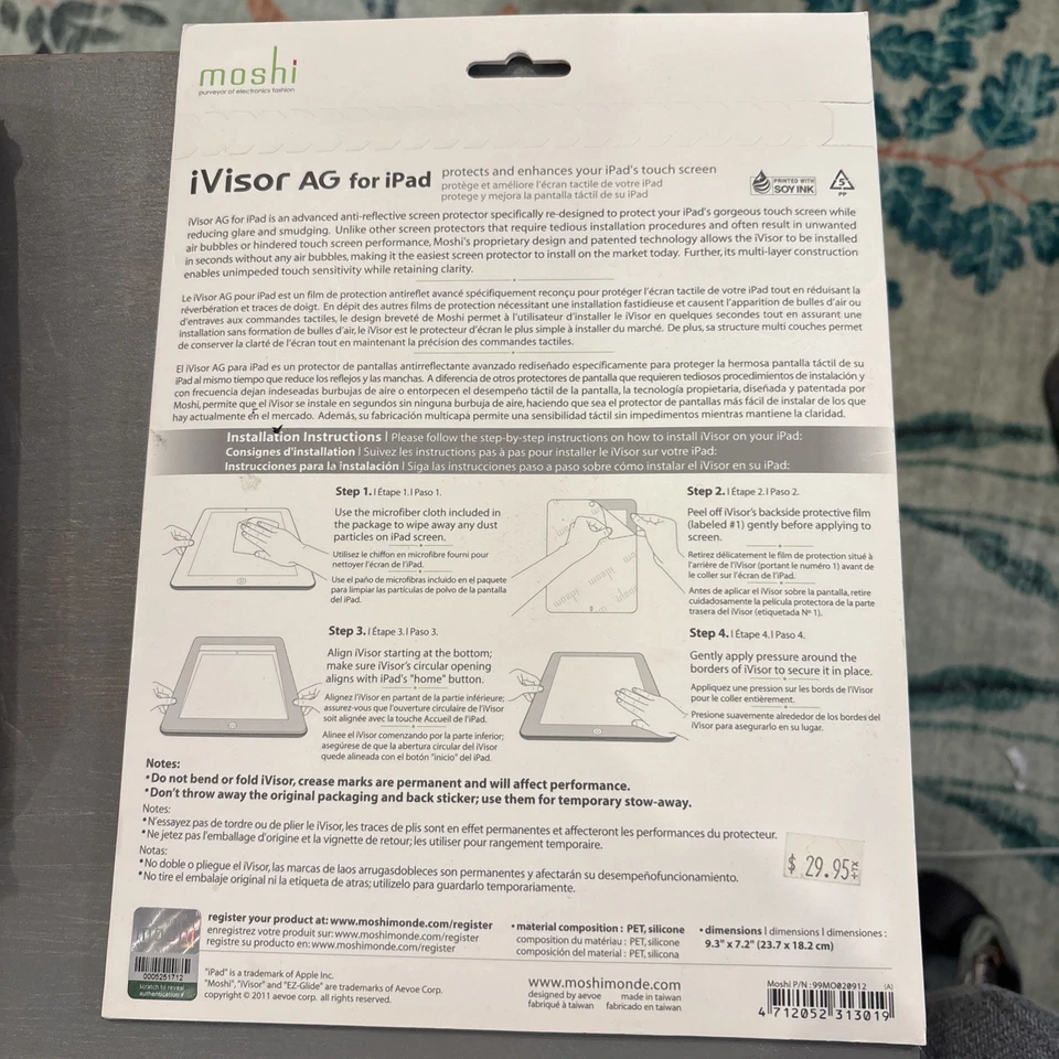 Moshi iVisor AG for iPad 2 Advanced Screen Protector Matte Removable Washable - Image 2 of 2