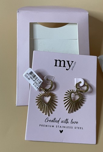 My Jewelry Heart-Shaped Sunflower Hoop Earrings Stud Earrings#R