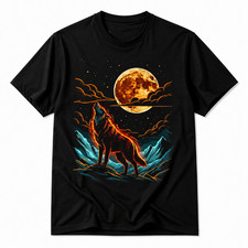 Howling Wolf Moon Wildlife Graphic T-Shirt Na...