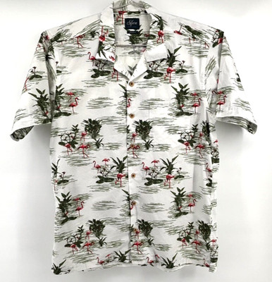 S Fare Hawaiian Shirt Mens M Flamingo Tropical Camp Collar Aloha Beach Resort