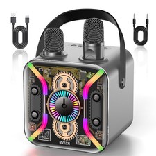 Karaoke Machine for Adults with Wireless Microphones, Bluetooth Speaker, LED ...