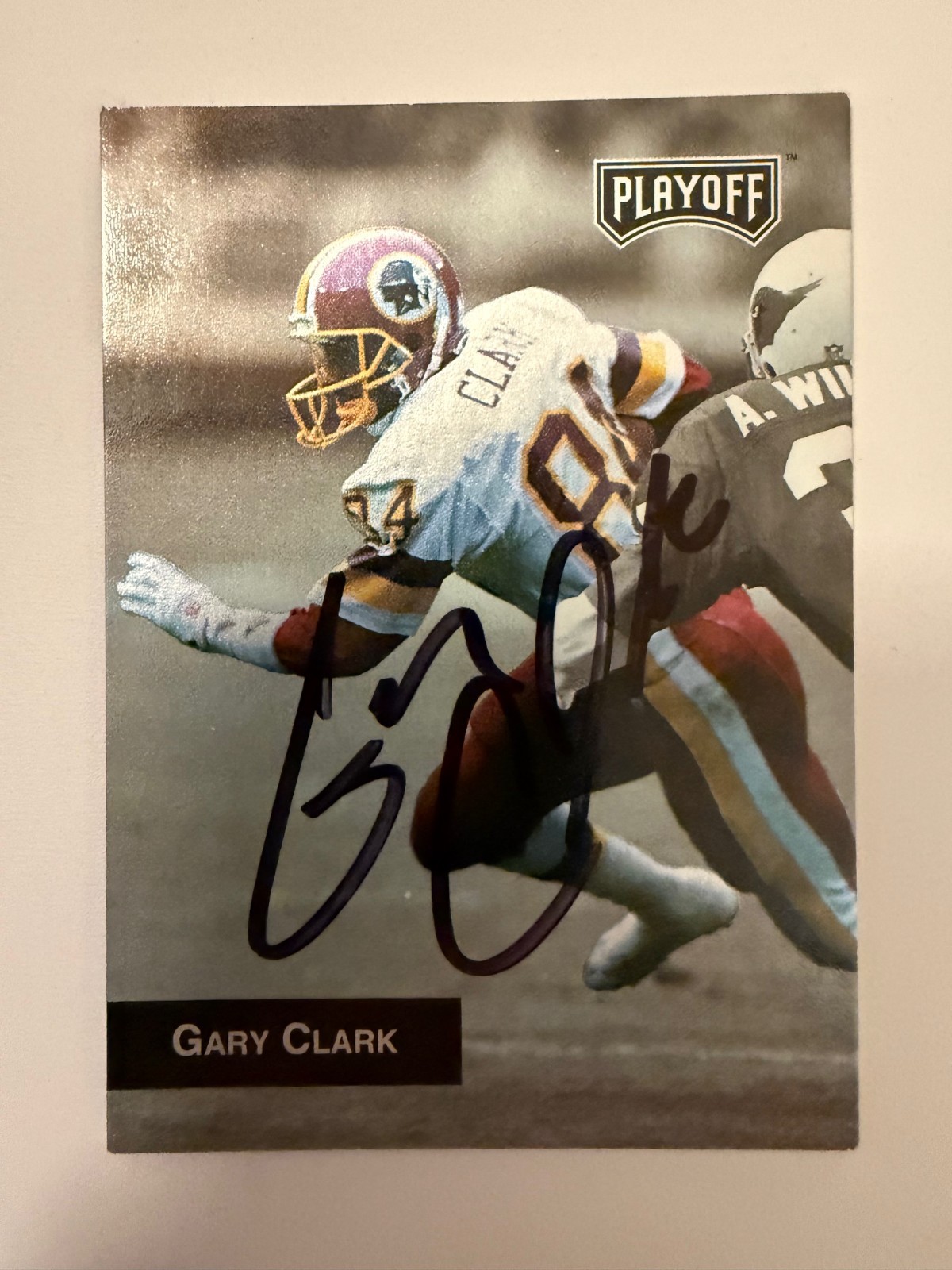 WASHINGTON REDSKINS GARY CLARK AUTOGRAPHED SIGNED CARD PLAYOFF 1993 #58