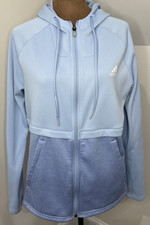 Adidas Women  s Light Weight Full Zip Jacket Blue Size Large Hooded