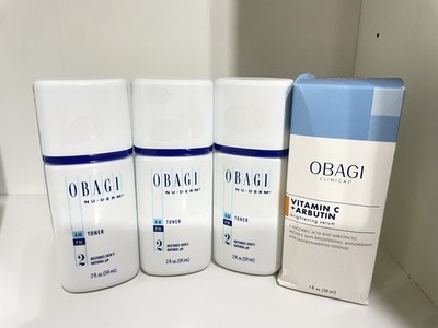 OBAGI Nu-Derm x 3 toner   2oz ea NEW SEALTotal 6 oz  + vitaminC + Arbutin serum 