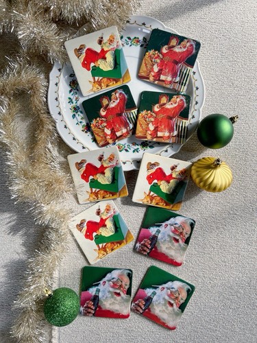 Coca Cola Coasters Christmas Santa Claus 1999 Vintage Classic Advertising Xmas 8