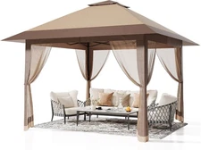 13x13 Pop Up Gazebo, Outdoor Canopy Tent with Mosquito Netting or Backyard