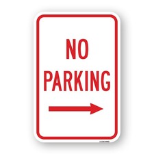 No Parking With Right Arrow Heavy Gauge Aluminum Parking Sign