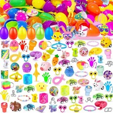 100PCS Prefilled Easter Eggs with Novelty Toys, Plastic Easter Egg Fillers Toys