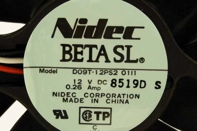 Nidec 92X92X25 mm 12V 0.26A Locked Rotor Sensor Fan 2800RPM 55CFM - Image 2 of 2