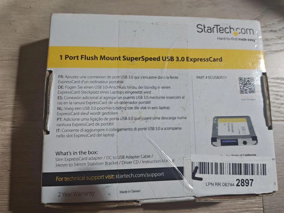 StarTech 1 Port Flush Mount SuperSpeed USB 3.0 ExpressCard Adapter Laptop Card - Image 2 of 2