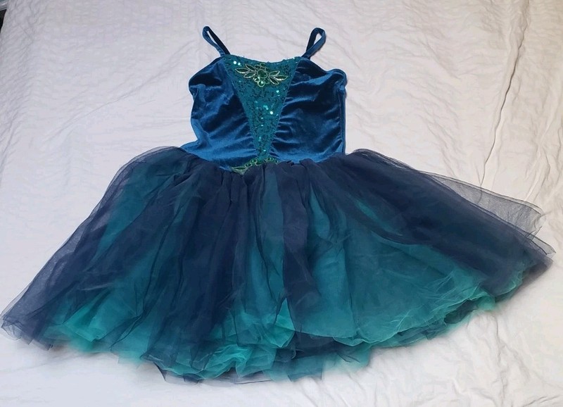 Revolution Dancewear Teal Large Girls  Costume Tutu Leotard
