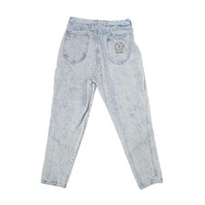 Vtg 80s Gitano Acid Wash Tapered High Rise Jeans Gold Embroidered Logo 29 x 27