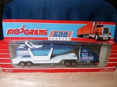 Vintage MAJORETTE France '600' Miami Speed Boat Semi Trailer 'Unpunched' NIB