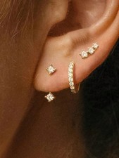Yellow Gold 6-Piece Zirconia Hoop Earring Set For Women Daily Wear